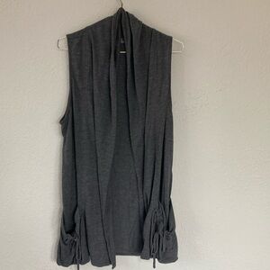 8 Happy Women's Jersey Vest Grey 2 Drawstring Pockets Sleeveless Size M